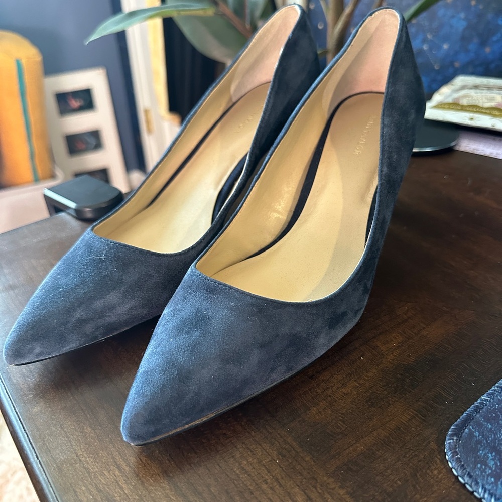 Ann Taylor Elegant Navy Blue Suede Pumps - Worn Once